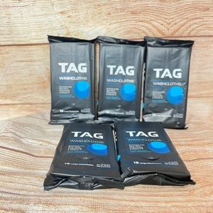 90 TAG Disposable Washcloths Alcohol-Free w/Aloe Vera, Vitamin E,‎ Chamomile (5)